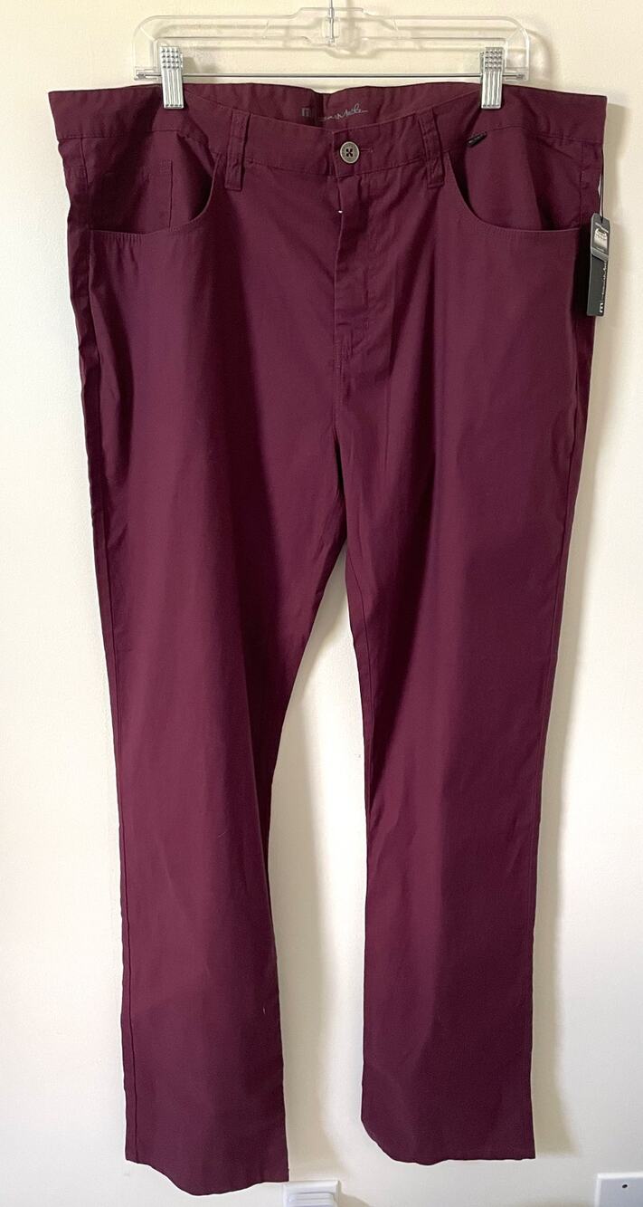 Travis Mathew Lightweight Chino Golf Pant Wine Red Purple Size 40x34 NEW